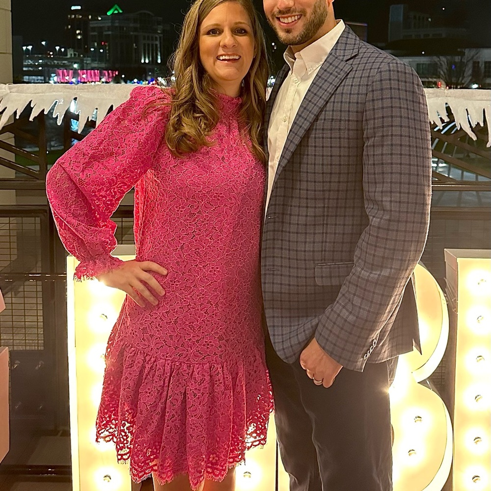 JCrew Ruffleneck Lace Dress Small Pink